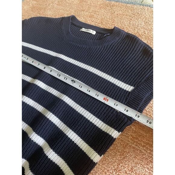 Moon Madison Navy White Striped Sleeveless Knit Sweater Size Small Cotton Blend - Picture 3 of 7